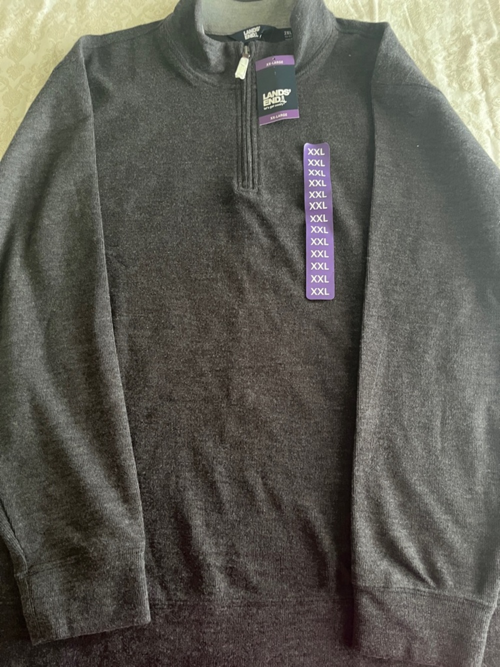 Lands' End Men's Dark Gray Half-Zip Pullover Sweater - XXL